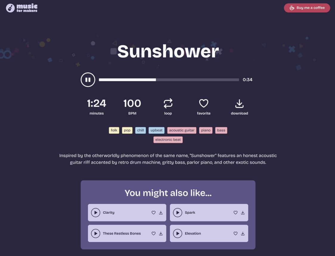 Music for Makers song page